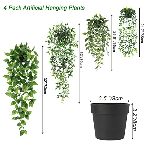 4 Pack Artificial Hanging Plants