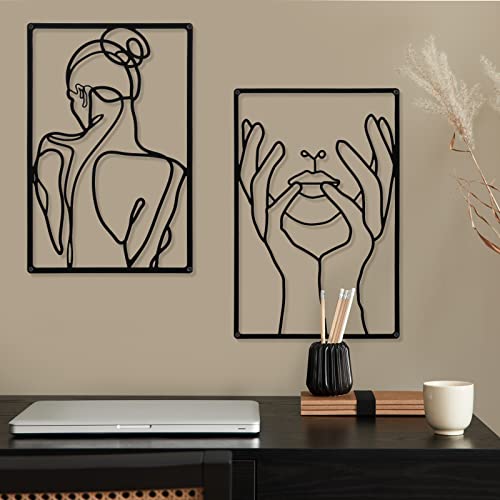 3 Pieces Metal Minimalist Abstract Woman Wall Art